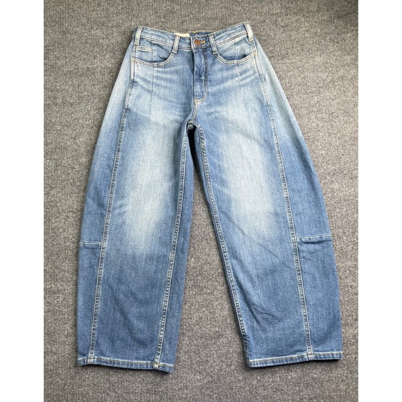 Pilcro Denim - Pilcro barrel Wide Leg Jeans Women's 25 Blue Light Wash High Rise Seamed Denim